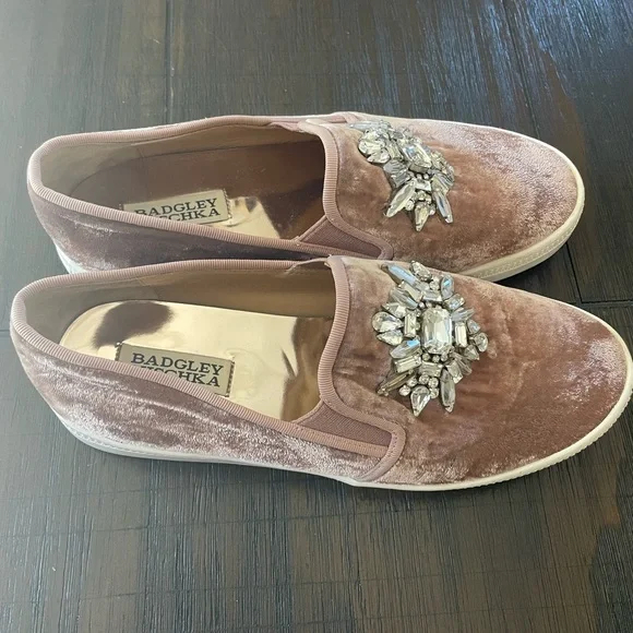 Badgley Mischka Women's Embellished Velvet Slip-On Shoes - Brown - Picture 2 of 4